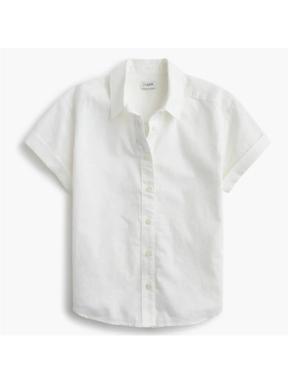 J Crew Linen Top XS Button Front Short Sleeve Classic Shirt Summer 2024 CA115